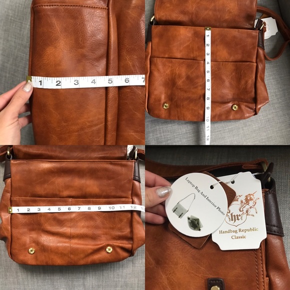 5️⃣8️⃣NWT Black Vegan Leather Crossbody Laptop Bag - Picture 4 of 8